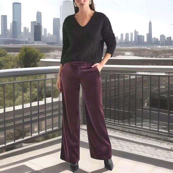 NWOT! Express Design Studio Editor Velvet Trouser Pant Size 6 - Picture 1 of 9